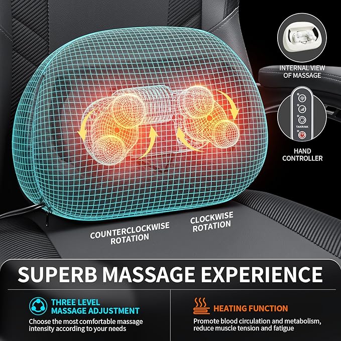 HOFFREE 3D Kneading Massage Gaming Chair with Heated Massage Lumbar Support Office Computer Chairs for Adults with Footrest Ergonomic Comfy Game Chair for Gaming Office 400lbs Grey