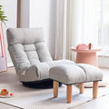 Floor Chair Swivel Chaise Lounge SofaFloor Gaming Chair with 3 Adjustable Positions Foldable Lounge Chair Indoor with Cushion Padded Backrest and Footstool for Bedroom OfficeLight Grey