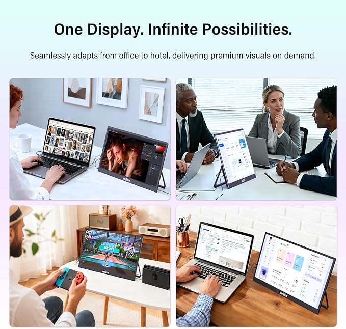 InnoView 4K Portable Monitor 18.5 3840x2160 UHD USB-C HDMI for Laptop 10Bit IPS Computer Gaming Display HDR Travel Monitor with W/180°Adjustable Stand for Desktop Mac Phones Tablet PS5/4 Switch