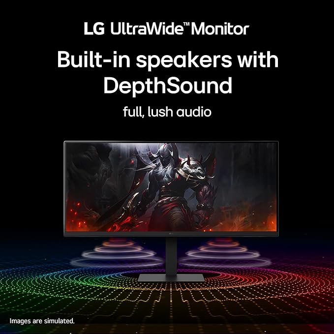 LG 34U650A-B 34-inch UltraWide WQHD (3440 x 1440) IPS Curved Wide Computer Monitor 100Hz HDR10 Built-in Speaker HDMI DisplayPort USB Type-C PD 96W Tilt/Height/Swivel Adjustable Stand Black