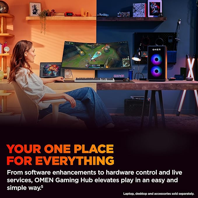 HP OMEN 34 inch WQHD 180Hz Curved Gaming Monitor Wide QHD Display (3440 x 1440) VA Panel VESA DisplayHDR 400 1ms MPRT (with Overdrive) AMD FreeSync Premium Technology Black OMEN 34c G2 (2025)