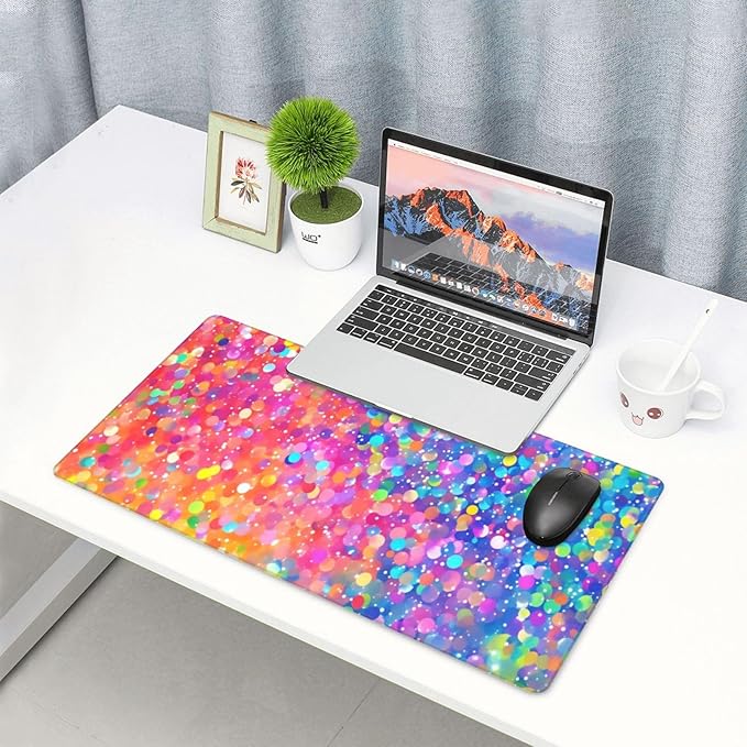 Vibrant Sparkling Crystals Desk Cover MatExtended Large Mouse PadComputer Laptop Mat Desk Decor for Office Game Home 30x16 Inch