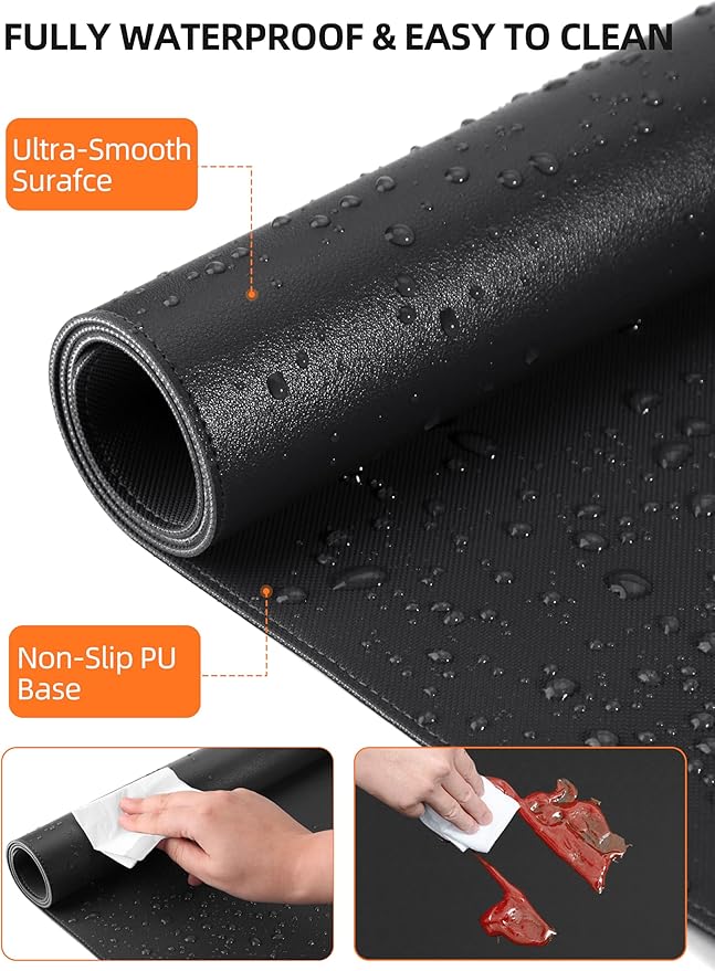 TopMade Mouse Pad with 15W Wireless Charging XXL Large Leather Desk Mat Waterproof Gaming Mousepad Home Office Desk Pad Protector Computer Keyboard Pad Mouse Mat for MacBook PC Laptop Black