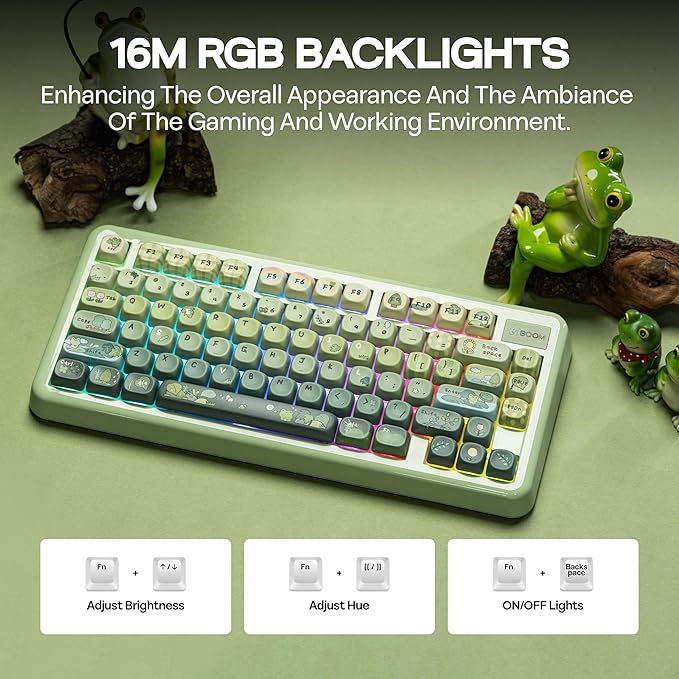 KiiBoom Phantom81 Lite 75% Gasket Mechanical Keyboard QMK&ampVIA Programmable 3 Modes Wireless Gaming Keyboard RGB Backlights ABS Case + UV Tech Hot-Swappable for Windows/Mac/Linux (Green)