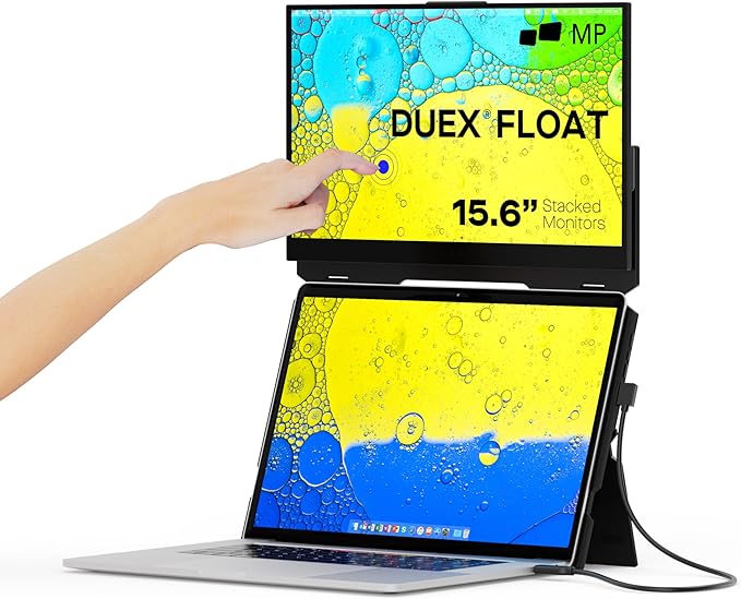 Duex Float Mobile Pixels 15.6 Stacked Portable Screens Full HD IPS 1080P Touchscreen Monitor with Built-in Kickstand USB Type-C/HDMI Plug and Play Support Windows/Mac/Android/ChromeOS/Switch