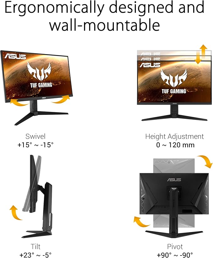 ASUS TUF Gaming VG279QL1A 27” HDR Gaming Monitor 1080P Full HD 165Hz (Supports 144Hz) IPS 1ms FreeSync Premium DisplayHDR 400 Extreme Low Motion Blur Eye Care HDMI DisplayPort
