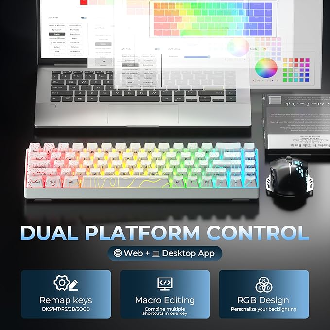 OHY XVX HE68 60 Percent Gaming KeyboardHall Effect Magnetic Switches CNC Aluminum Frame Rapid Trigger Keyboard w Topographic IMD Keycaps 8KHz Polling Rate Adjustable ActuationHot-Swap-White