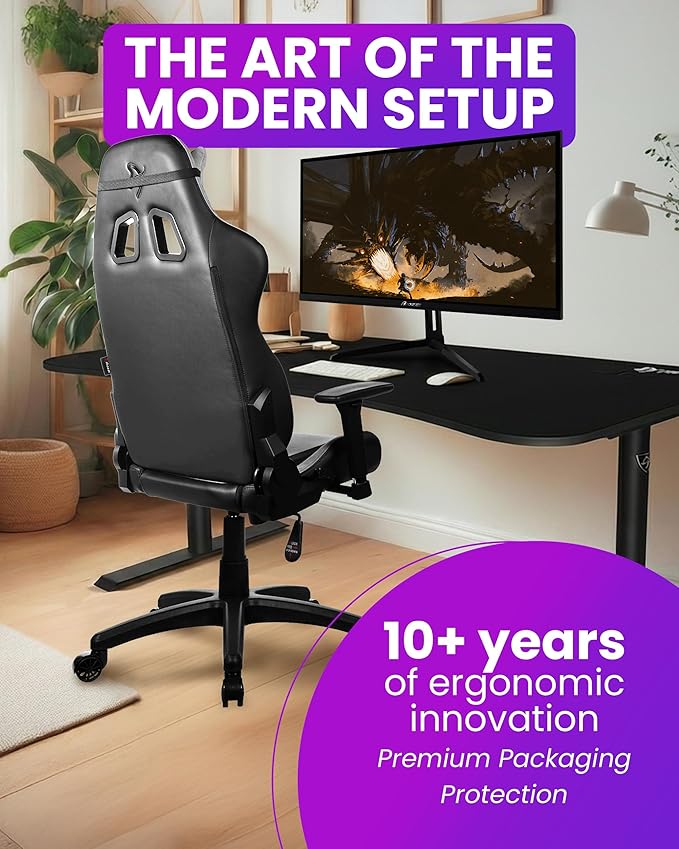 Arozzi Avanti Gaming Chair - Soft Fabric Ergonomic Gaming Chairs for Adults - Adjustable Height Backrest &amp Armrest with Head Pillow - Home Office Setup Professional Computer Chairs Light Grey