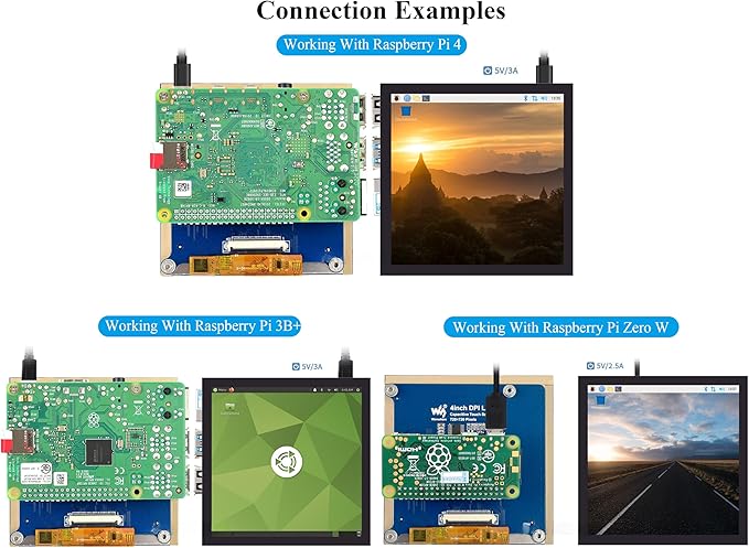 4inch DPI LCD Square Capacitive Touch Screen Compatible with Raspberry Pi 5/4B/3B+/3B/2B/Zero/Zero W/WH/Zero 2W 720x720 Resolution IPS Display Toughened Glass Cover Low Power Solution