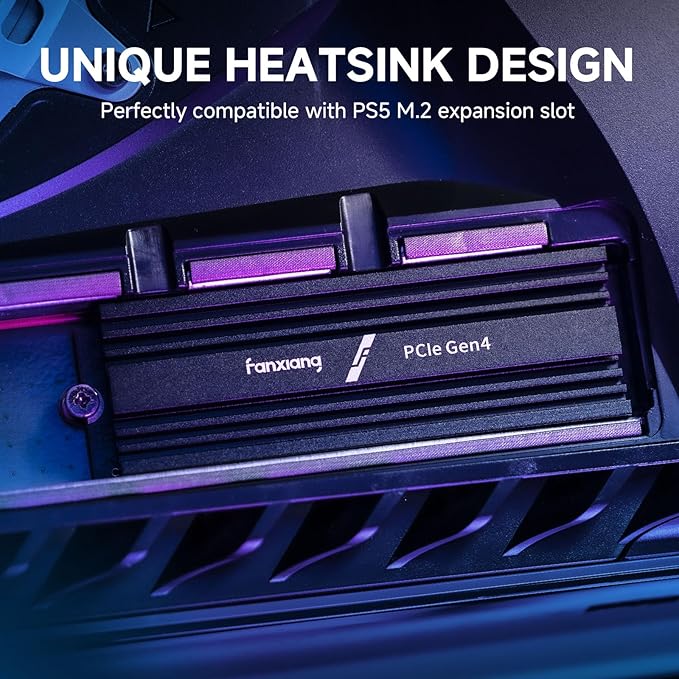 fanxiang 2TB NVMe Internal Gaming SSD for PS5 with Heatsink Up to 7100MB/s M.2 SSD PCIe Gen 4 SSD Storage Expansion Compatible with PS5 Internal Solid State Drive for Gamers Professionals Creators