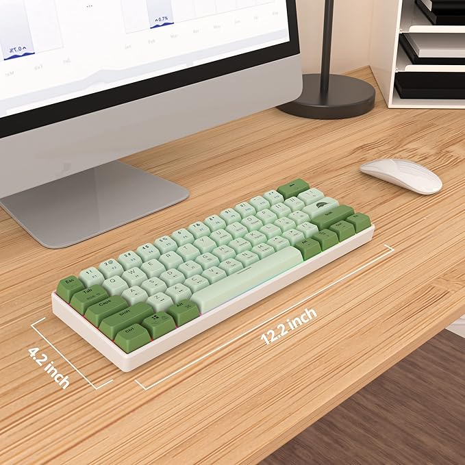 Fogruaden 60 Percent Mechanical Matcha Gaming Keyboard - 60% Red Switch RGB Backlit Wired with MDA PBT Keycaps for Win/Mac PC Laptop