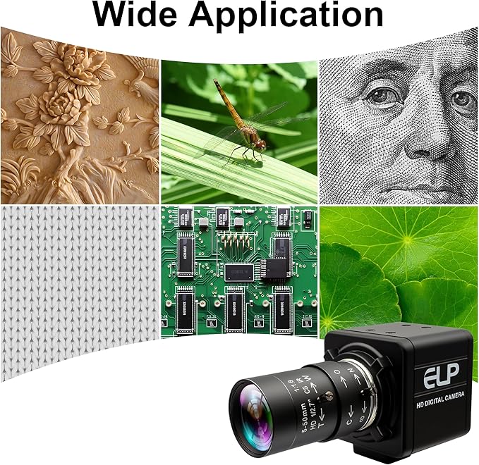 USB Camera 1080P High Speed 260fps 5-50mm 10X Optical Zoom Lens 2MP USB Webcam Manual Close up Zoom in and OutUVC Computer Comference Golf Swing Camera for Raspberry Pi Windows Mac