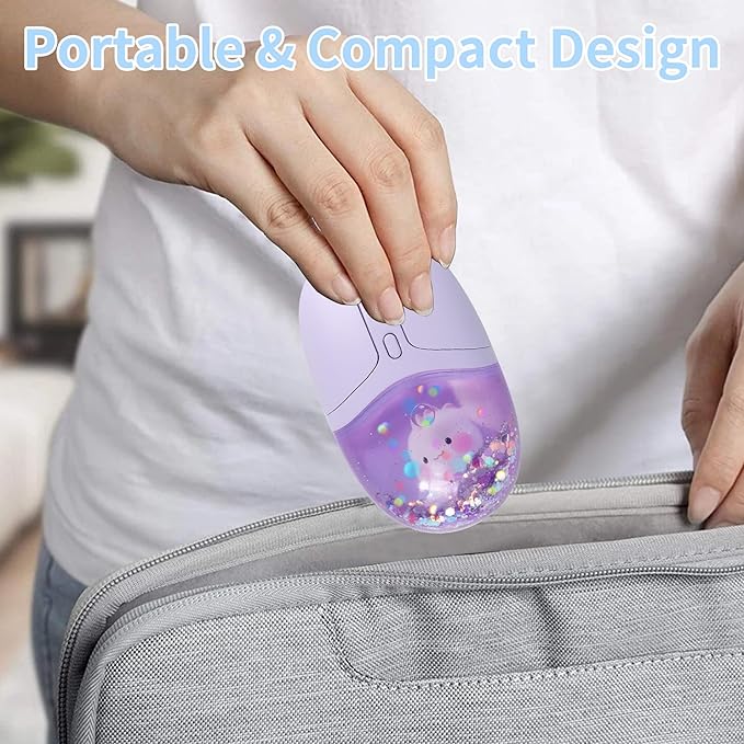 Bluetooth Wireless MouseCreative Floating Cartoon Rabbit Animal MiceRGB Backlit Rechargeable Triple Mode(Dual Bluetooth+USB) Computer Silent Mouse with USB Receiver for Laptop/MacBook/iPad/PC-Purple