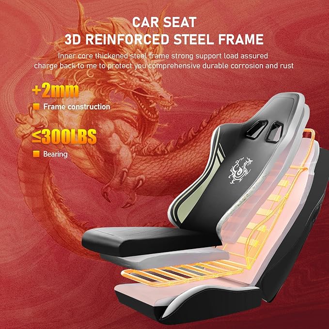 GTPLAYER Gaming Chair with Bluetooth Speakers and Footrest Dragon Series Video Game Chair Heavy Duty Ergonomic Esports Computer Office Chair (Blackwhite)