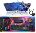 TopMade Wireless Charging Mouse Pad RGB Gaming Mousepad 35.4 x 15.8 Extra Large Waterproof Keyboard Desk Pad Computer Desk Mat Red Nebula (Includes 20W PD Power Adapter &amp 6.56ft Woven Cable)