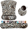 Keyboard Wrist Rest Pad and Ergonomic Mouse Pad Wrist Support Set Leopard for Gaming Office Comfortable and Pain Relief with Coaster Set