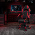 EMMA + OLIVER Red Ergonomic Gaming Chair - Reclining Back/Arms Footrest Massaging Lumbar