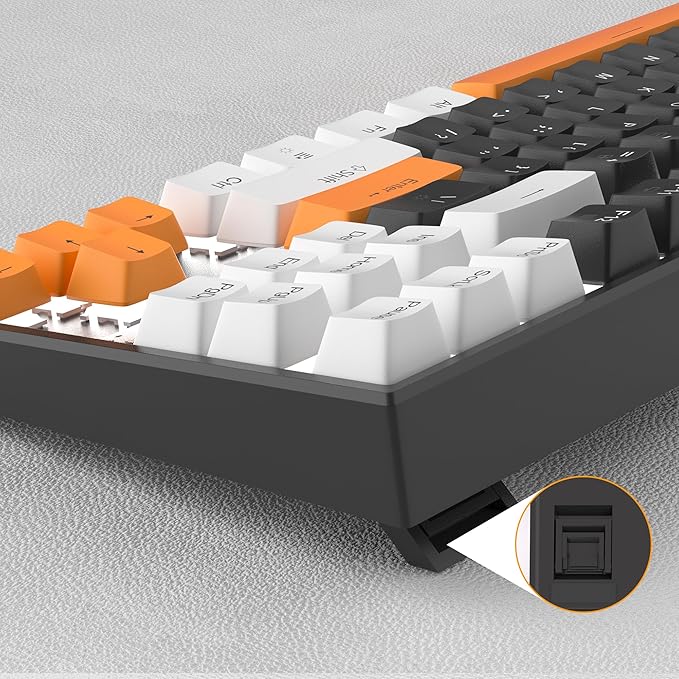MageGee 75% Mechanical Gaming Keyboard Brown Switch LED White Backlit 87 Keys Compact TKL Wired Computer Keyboards for Windows Laptop PC Gamer - Black/White