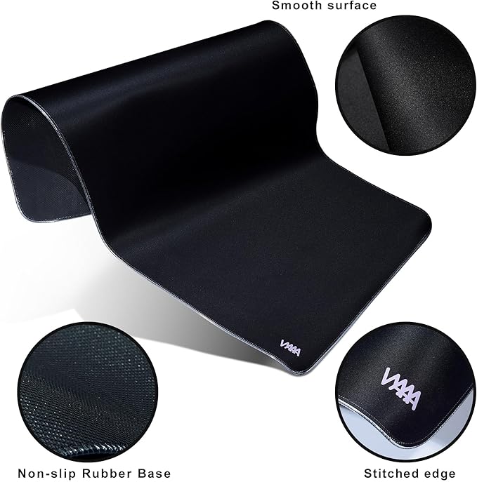 Vyaaa 47 x 20 RGB Gaming Mouse Pad XXL LED Desk Mat with 9 Light-Up Modes Smooth Surface &amp Non-Slip Rubber Base for Gaming/Office/Home (Black)