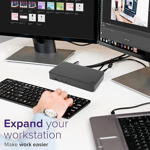 Targus Dual Monitor Universal USB-C DV4K DP Docking Station with 65W Power - Broad Compatibility with a Range of Hosts Devices Peripherals Laptops and Operating Systems (DOCK315USZ)
