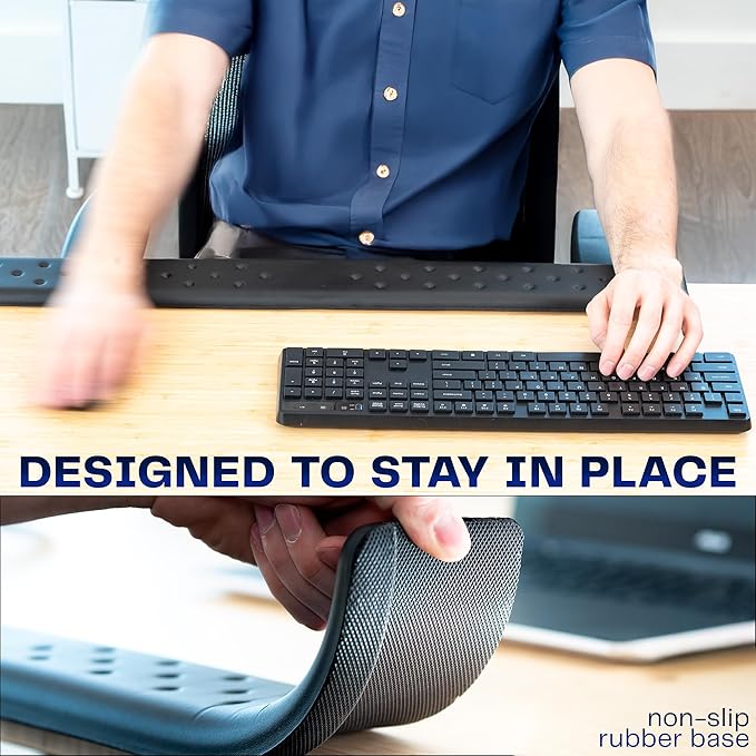 VIVO Ergonomic Long 30” Wrist Pad Non-Slip Memory Foam Arm Rest for Desk Elbow Cushion with L-Shaped Edging Black DESK-WR30