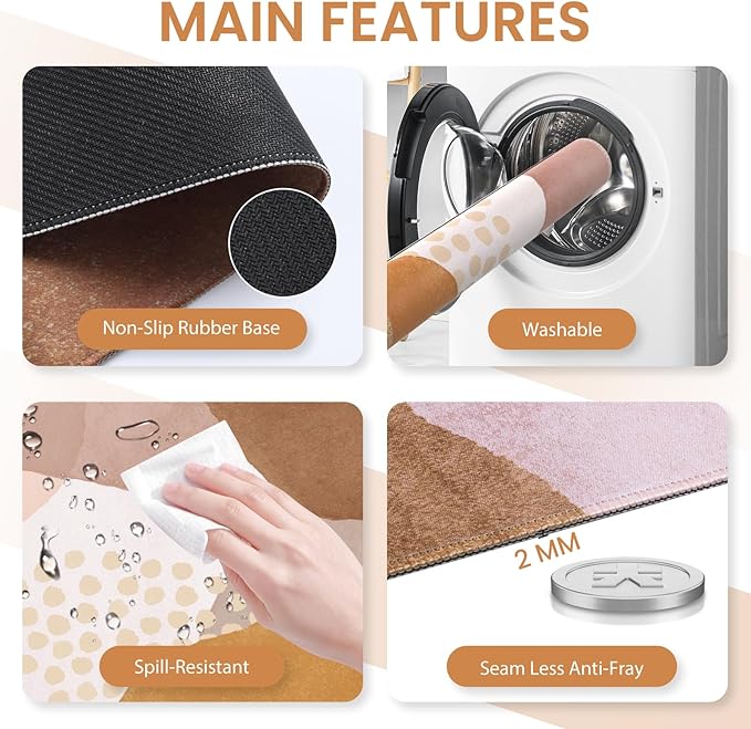 Large Mouse Pad with Wrist Rest and Keyboard Pad Desk Pad Mat Set 4PCS Carpal Tunnel Boho Mousepad with Wrist Support Combo XXL Computer Office Desk Matt for Desktop Laptop Brown Coffee