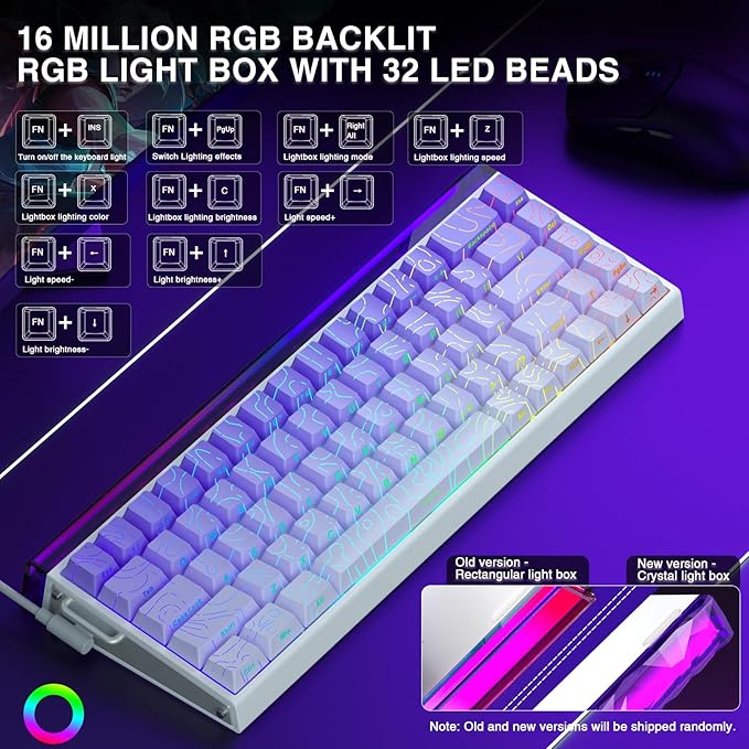 AULA Hero 68 HE 60% Gaming Keyboard Wired Hall Effect Magnetic Switch Keyboard with Adjustable Actuation Fast Trigger Mode 8K Hz Polling Rate 0.125ms LatencySide Printed PBT Keycaps RGB Backlit