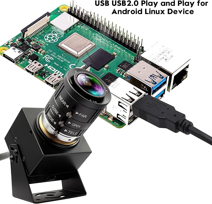5MP Global Shutter USB Camera 1944P@50fps High-Speed Webcam with 3.6-10mm 3X Manual Zoom Lens Ideal for Lightburn Motion Capture Face Recognition &amp QR Code Scanning