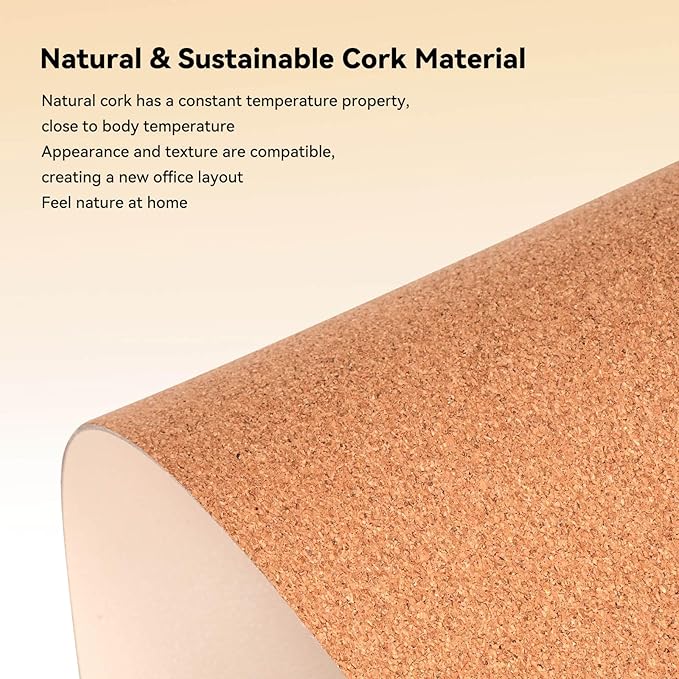 3-in-1 Eco Cork Wireless Charging Mouse Pad Dual-Sided Fast Charge Mouse Mat Extra Large Waterproof Office &amp Makeup Desk Protector Qi-Certified Desk Pad for iPhone/Samsung/AirPods