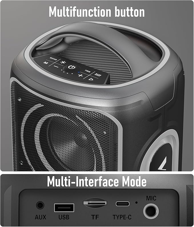 Large Bluetooth Speaker 240W Peak Power Portable Party Speakers Bluetooth Wireless 24H Playtime/Fast Charge/Bass Boost/RGB Lights/TWS/ IP65 Waterproof Outdoor Speaker for Party BeachCamping
