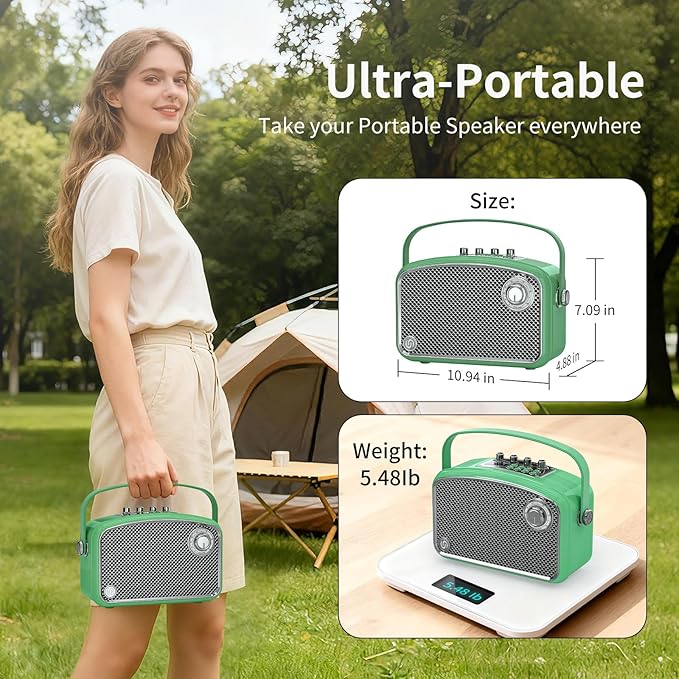Bluetooth Speaker 120W Peak Powerful Retro Wireless Hi-Fi Loud Speakers with Deep Bass Dual DSP Chips Portable Boombox for Home Room Office Decor Camping Party Festival Gifts Christmas Events