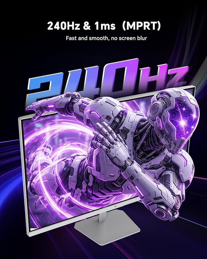 KTC 24 Inch 240Hz Gaming Monitor1080P PC Computer Monitor with Fast IPS Panel HDR 400 Adaptive Sync 1ms(MPRT) 116% sRGB HDMI Display Port Eye Care VESA Mount White H24F7
