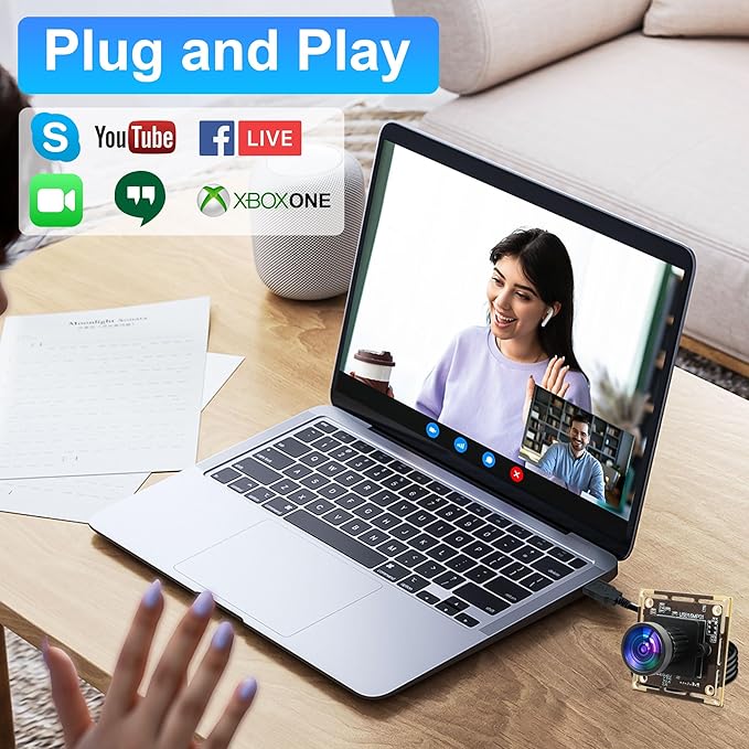 16MP USB Camera Module Wide Angle 110 Degree No Distortion Lens Ultra HD 3496P Plug and Play Compatible with WinXP/Vista/WIN7/WIN8/Win9/Win10/Win11/Linux/Mac-OS X/Wince/Android