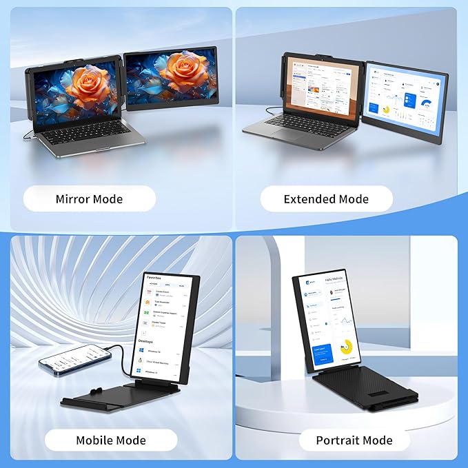 14 Laptop Screen Extender FHD 1080P IPS Dual Screen Laptop Monitor Extender Portable Monitor for Laptops 13-17.3 Compatible with Win/Mac/Android/Switch