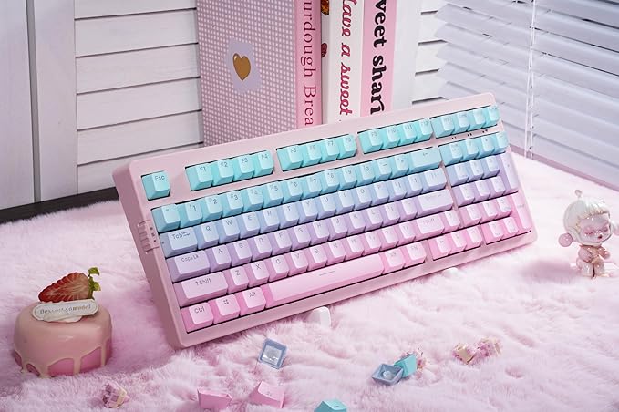 ZORNHER ZH980 Mechanical Keyboard95% Pink &amp Blue Creamy Keyboard with Number PadGaming Keyboard Full SizeShine Through PBT KeycapsCreamy Sounding Linear Switches