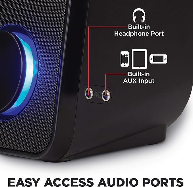GOgroove Computer Speakers for Desktop and Laptop - USB Speakers for Desktop Computer with Loud and Clear 2-Way Drivers for 32W of Power and Bass Built-in Headphone &amp AUX Input Ports LED Volume