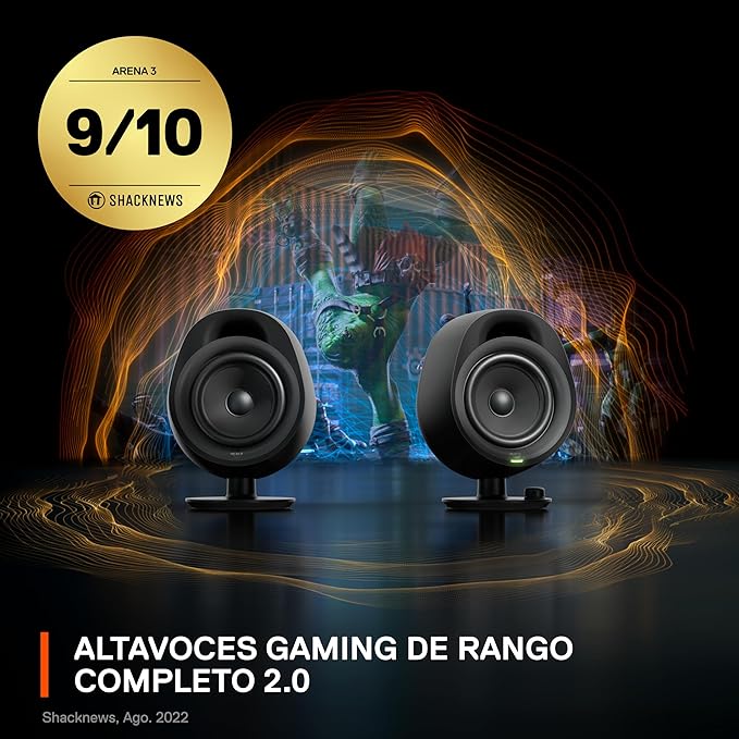SteelSeries Arena 3 2.0 Desktop Gaming Speakers - Immersive Audio On-Speaker Controls 4 Drivers - Wired &amp Bluetooth - PC Mac Mobile