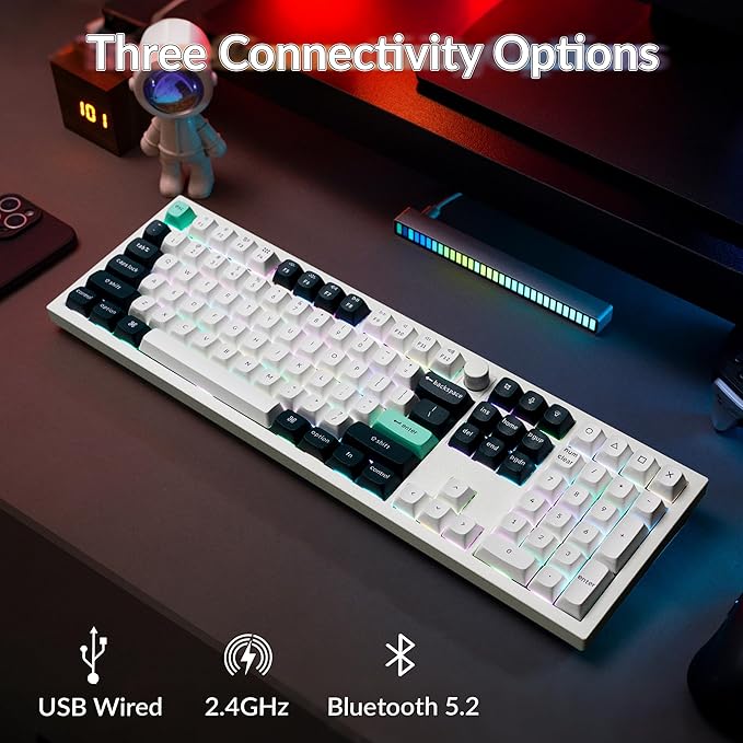 Keychron Q6 HE Wireless Custom Mechanical 100% Full Keyboard 2.4 GHz/Bluetooth/Wired QMK Rapid Trigger Hot-Swappable Programmable Gateron Double-Rail Magnetic Switches for Mac Windows Shell White