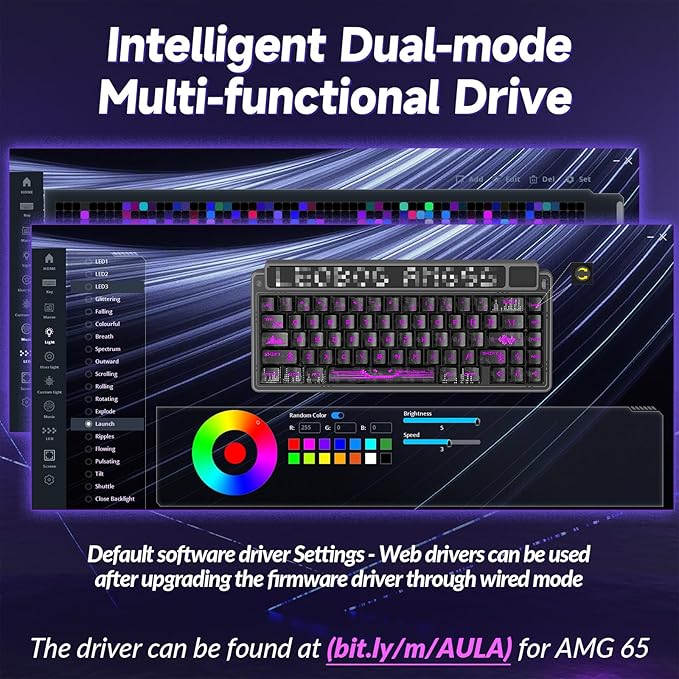 X LEOBOG AMG65 Wireless Mechanical Keyboard Dot Matrix LED Screen&ampTFT Screen 65% Hot-swappable Custom Keyboard 8000mAh Battery PBT Keycaps Pre-lubed Linear Switches RGB Backlit Gaming Keyboa