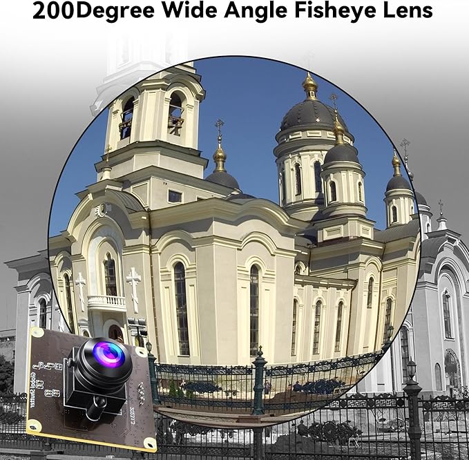 Magnolia Global Shutter USB Camera Module 2MP 90fps High Speed UVC Camera with Wide Angle 200 Degree Fisheye Lens AR0234 Lightburn Webcam Compatible with Windows/Linux/Android and Mac OS