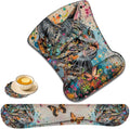 Keyboard Wrist Rest and Mouse Pad Wrist Support with Lace-Shaped Coaster Set Ergonomic Gel Memory Foam and Anti-Slip Base Easy Typing and Pain Relief - Kitty