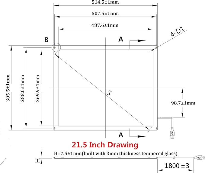 21.5 Inch Multi Points IR Touch Screen Infrared Touch Screen Panel USB Free Driver with Tempered Glass for Kiosks Touch Screen Monitor Interactive Device Machine