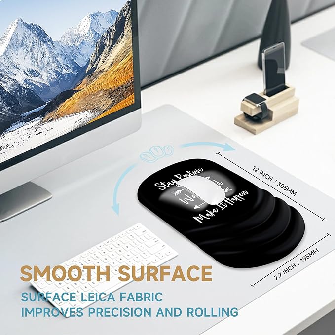 Ergonomic Mouse Pad with Wrist Rest SupportNon-Slip PU BaseMassage for Carpal Tunnel Pain ReliefMemory Foam Mousepad for HomeOfficeWork（Inspirational Quote）
