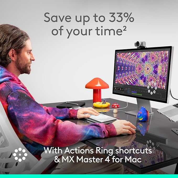 Logitech MX Master 4 for Mac Ergonomic Bluetooth Mouse with Advanced Performance Haptic Feedback Ultra-Fast Scrolling USB-C Charging MacOS iPadOS Windows - Space Black