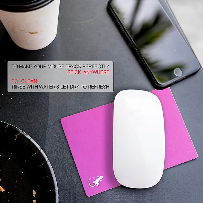 Mouse Pad Adhesive Bottom - Sticks to Any Surface - Portable - Webcam Covers and Screen Cleaner Included (5 Pack - Rainbow)
