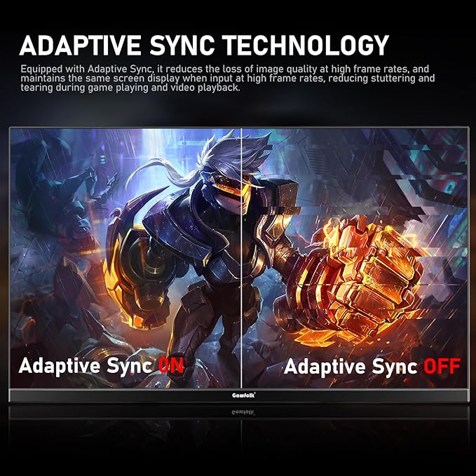 Gawfolk 24.5 Inch PC 300Hz Gaming Monitor FHD 1080p ScreenAdaptive Sync1ms Without Bezel 98% sRGB 178 ° Angle View HDMI、DisplayPort Compatible with wall mounting 75 * 75MM - Black