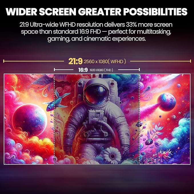 CRUA 34'' Ultrawide Gaming Monitor 120HZ 21:9 WFHD 2560X1080 IPS Panel Computer Monitors with Built-in Speakers Support AMD FreeSync 120% sRGB DP1.4 &amp HDMI1.4 Wall Mountable Installs-White
