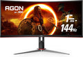AOC CU34G2X 34 Curved Frameless Immersive Gaming Monitor UltraWide QHD 3440x1440 VA Panel 1ms 144Hz Adaptive-Sync Height Adjustable 3-Yr Zero Dead Pixels Black/Red