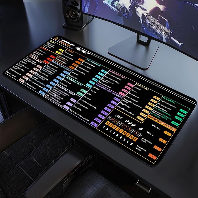 Ableton Live Shortcut for macOS Cheat Sheet Mouse Mat – Music Producer Workflow Desk Mat Essential Computer Accessories for Study Work and Reference Purposes NNA