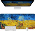 Large Mouse PadExtra Long and Thick Desktop Mouse Pad with Stitched EdgesNon-Slip BaseWaterproof Keyboard Pad for Office and HomeVan Gogh-Wheatfield with Crows(35.4x15.7x0.12 Inch90x40cm)